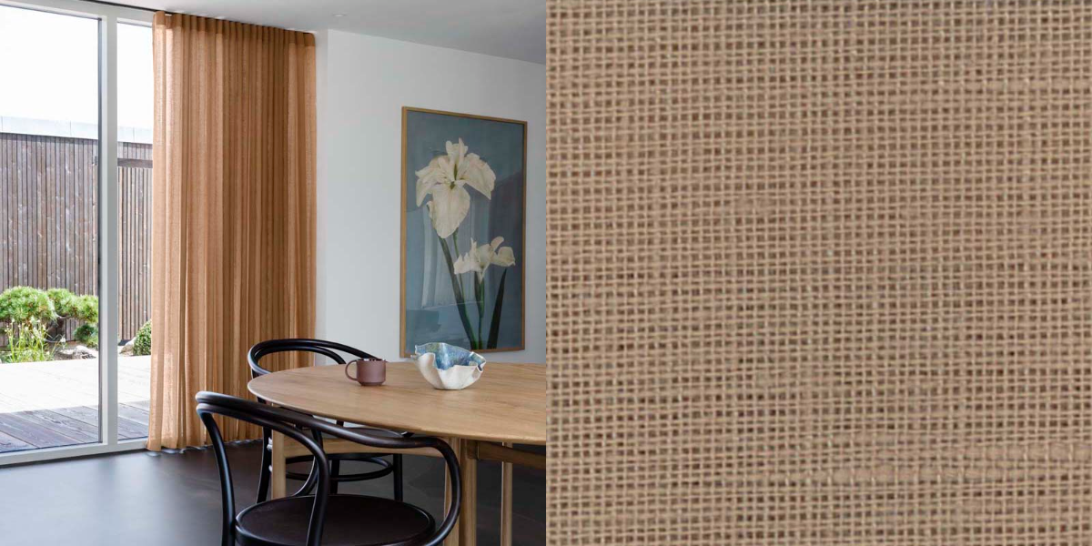 Tunn Linnestrukturgardin Violet (Transparent) Wave