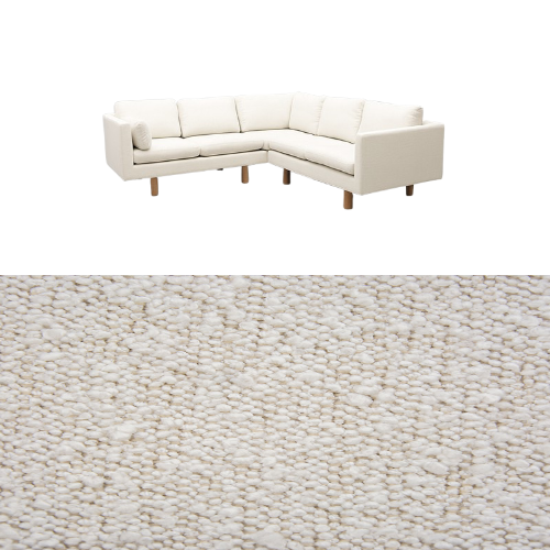 Klädsel till soffa Samsö hörnsoffa 5 sits Tyg Ascot bouclé