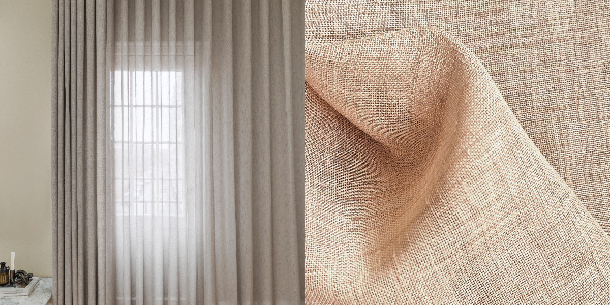 Tunn Linnestrukturgardin Giza (Transparent) Wave