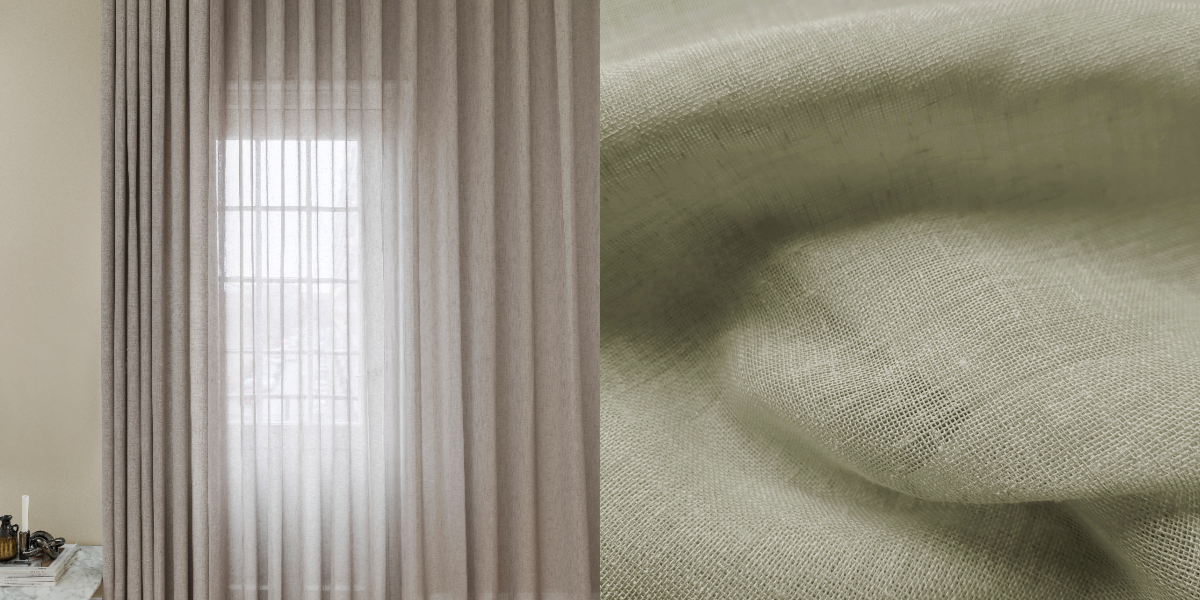 Tunn Linnestrukturgardin Giza (Transparent) Veckband