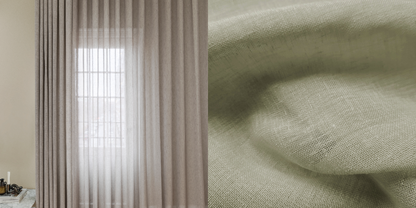 Tunn Linnestrukturgardin Giza (Transparent) Veckband