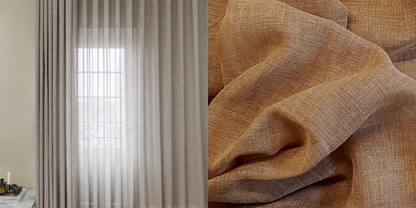 Tunn Linnestrukturgardin Giza (Transparent) Wave