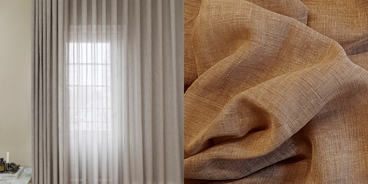 Tunn Linnestrukturgardin Giza (Transparent) Veckband