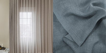 Tunn Linnestrukturgardin Giza (Transparent) Wave