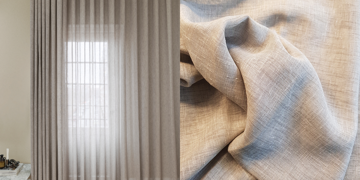 Tunn Linnestrukturgardin Giza (Transparent) Wave