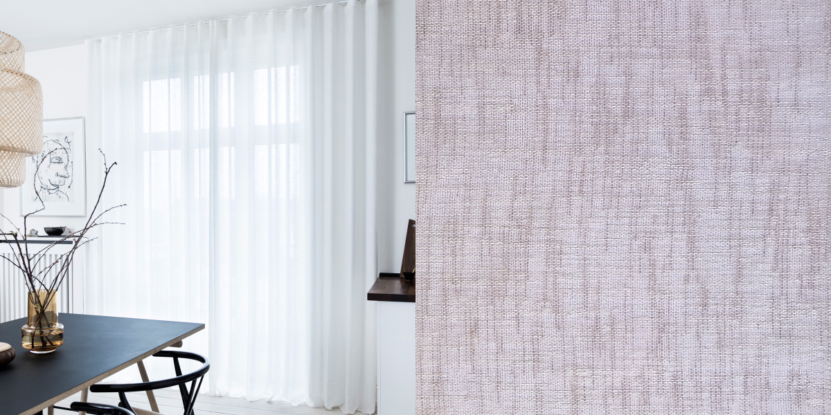 Tunn Linnestrukturgardin Smoke (Transparent) Veckband