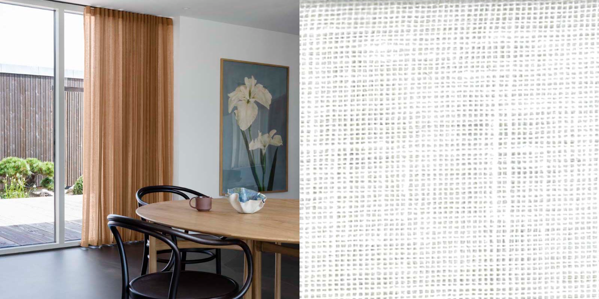 Tunn Linnestrukturgardin Violet (Transparent) Wave