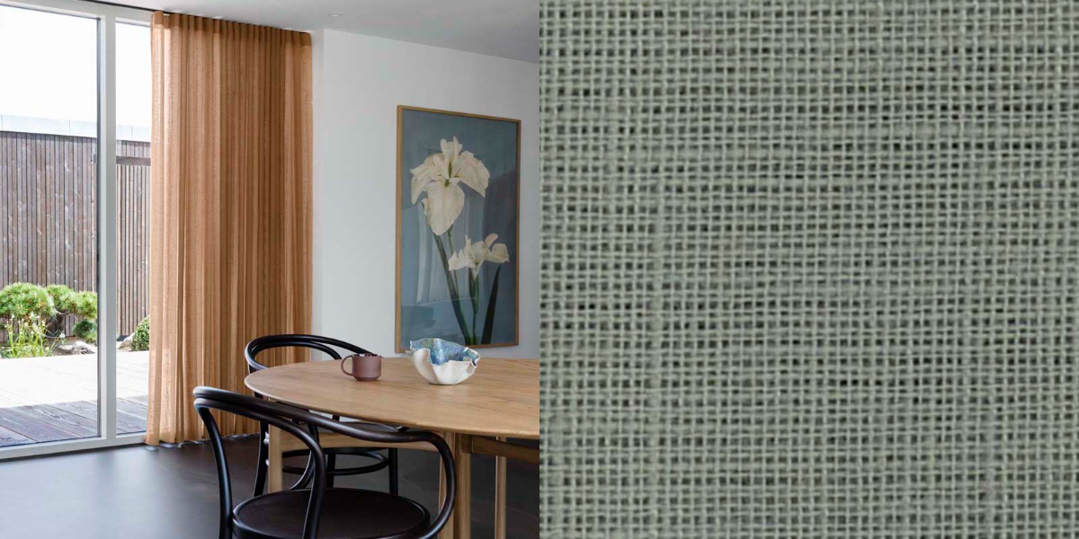 Tunn Linnestrukturgardin Violet (Transparent) Veckband